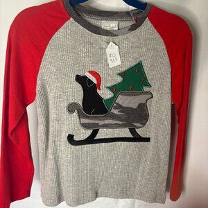 NEW! Boutique Style! Boys Long Sleeve Christmas Tee- Dog in Sled- Size 5T